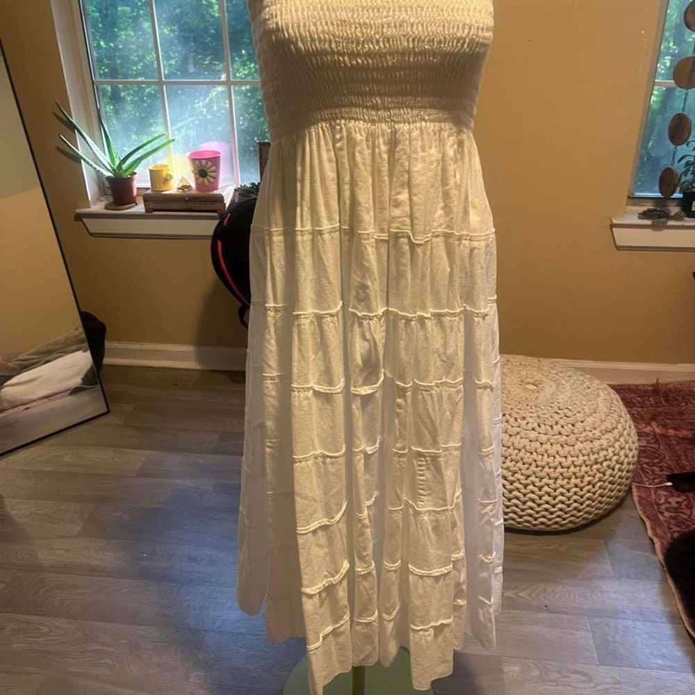 Made in Jerusalem beautifully made White maxi dress with ruffled tiers